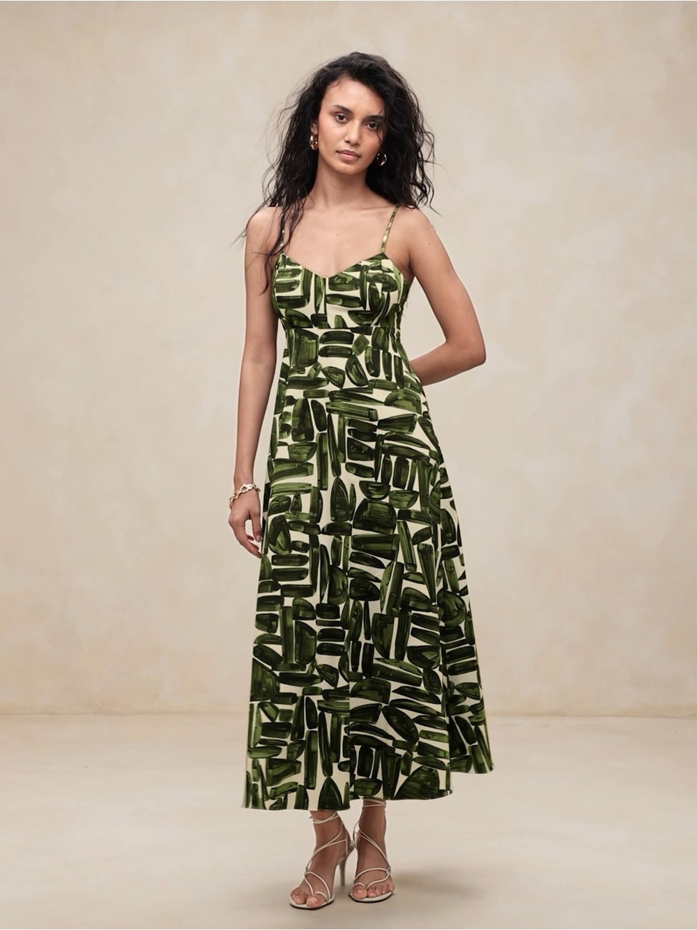 Banana Republic Green Green Poplin Cut-Out Maxi Dress Size 2